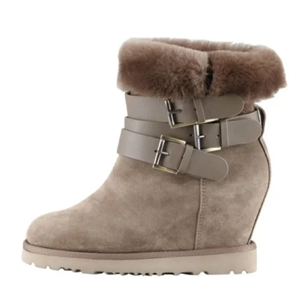Ash Yes Shearling-Cuff Wedge Boot Topo Size 40 - Picture 2 of 14